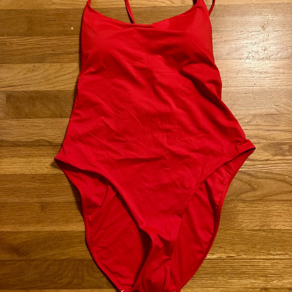 Everlane String One Piece Swimsuit in Red